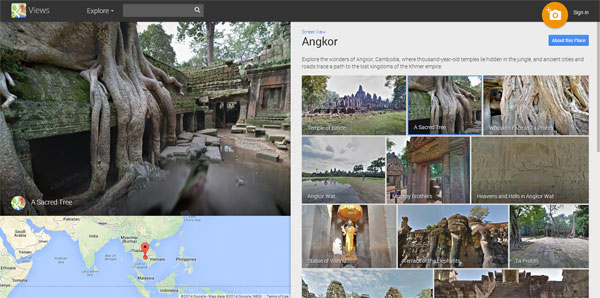 Selected views of Angkor in Google Maps