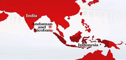 The Andaman and Nicobar islands of India close to Indonesia