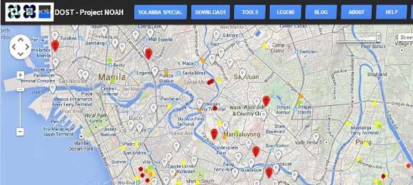 Project NOAH showing floods and dengue risks in Manila