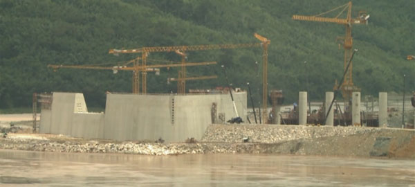 Dam to produce hydroelectricity on the Mekong river