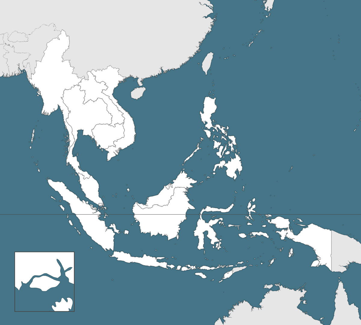 Blank map of ASEAN with countries borders and dark background