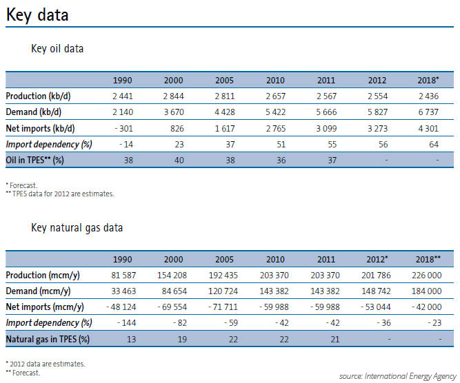 Production, demand and imports of oil and gas in ASEAN