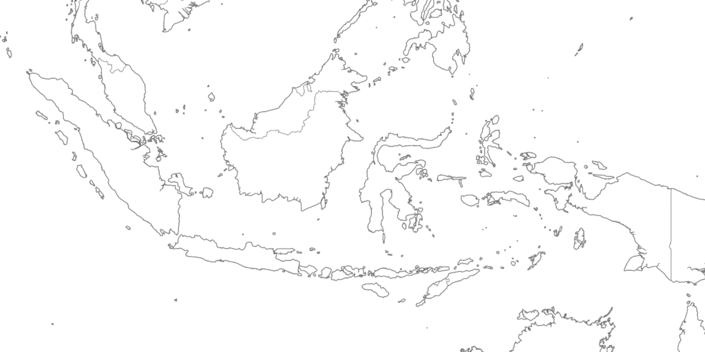 Large Indonesia blank map with borders and coasts outlines