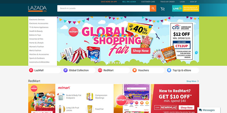 Lazada Singapore website