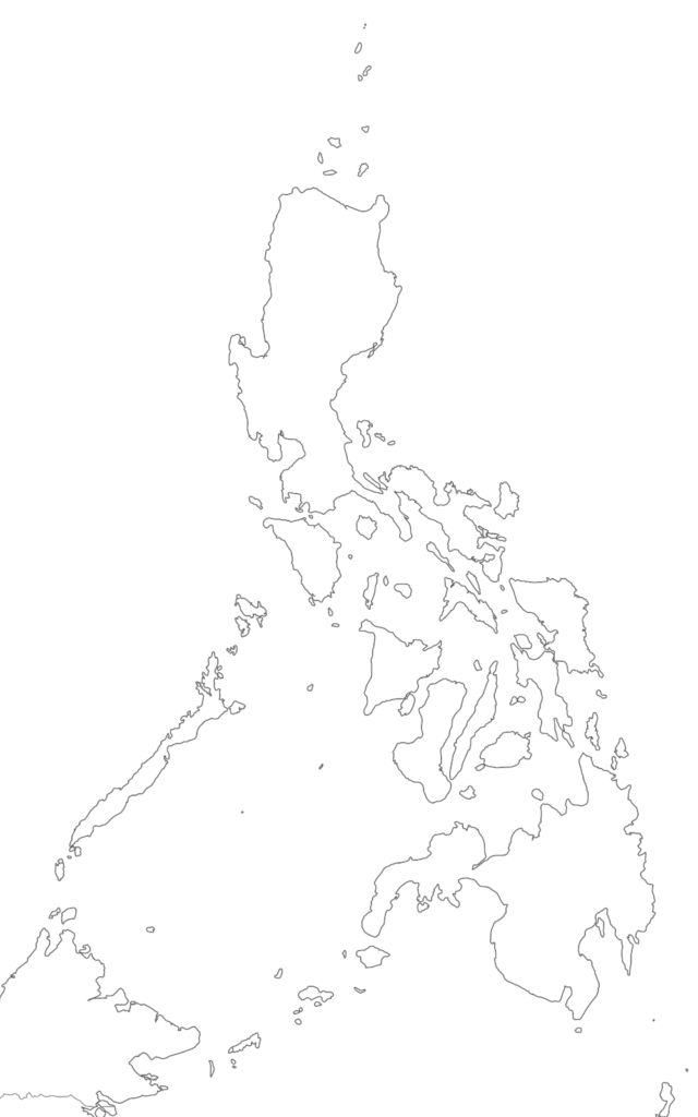 Large Philippines blank map with borders and coasts outlines