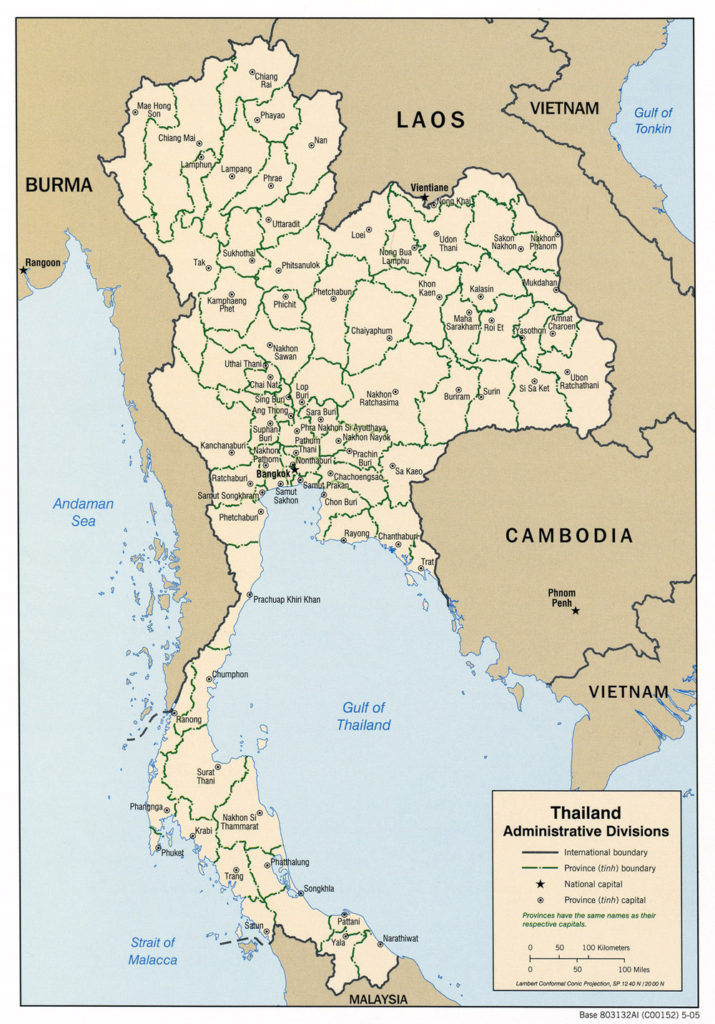 Administrative divisions map of Thailand 2002