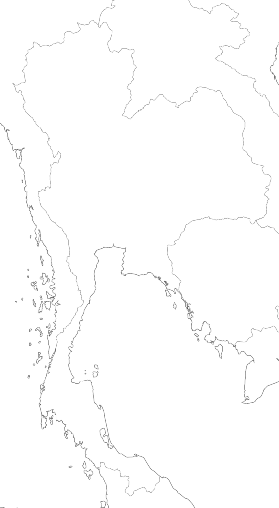 Large Thailand blank map with borders and coasts outlines