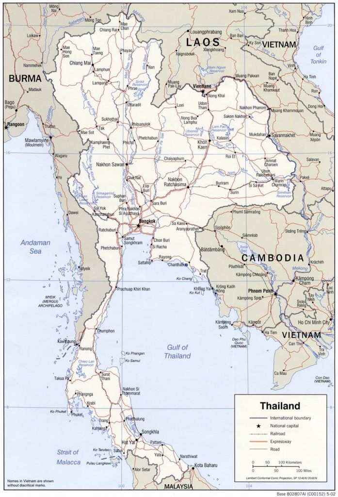 Political map of Thailand 2002