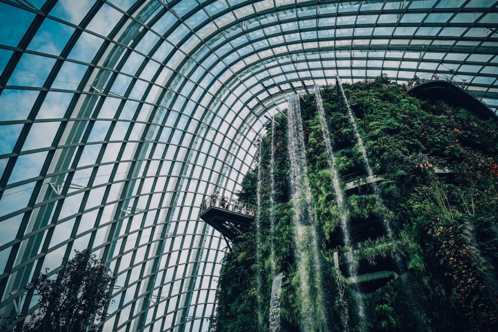 Gardens by the bay waterfall