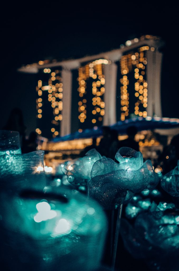 Marina Bay Sands with light flowers