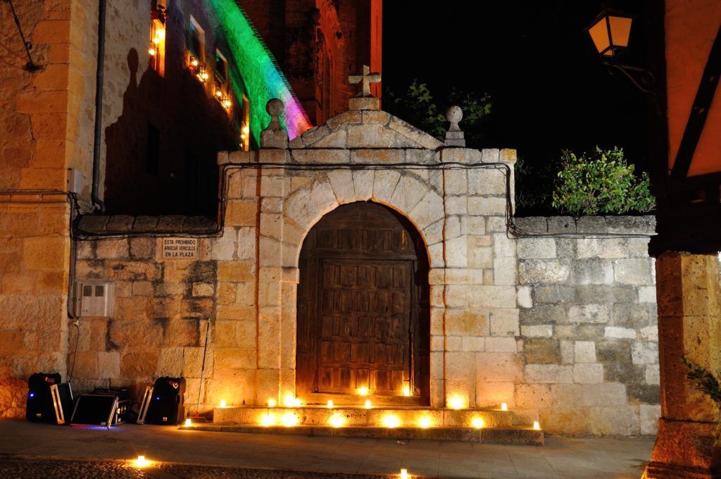 Church entrance by night