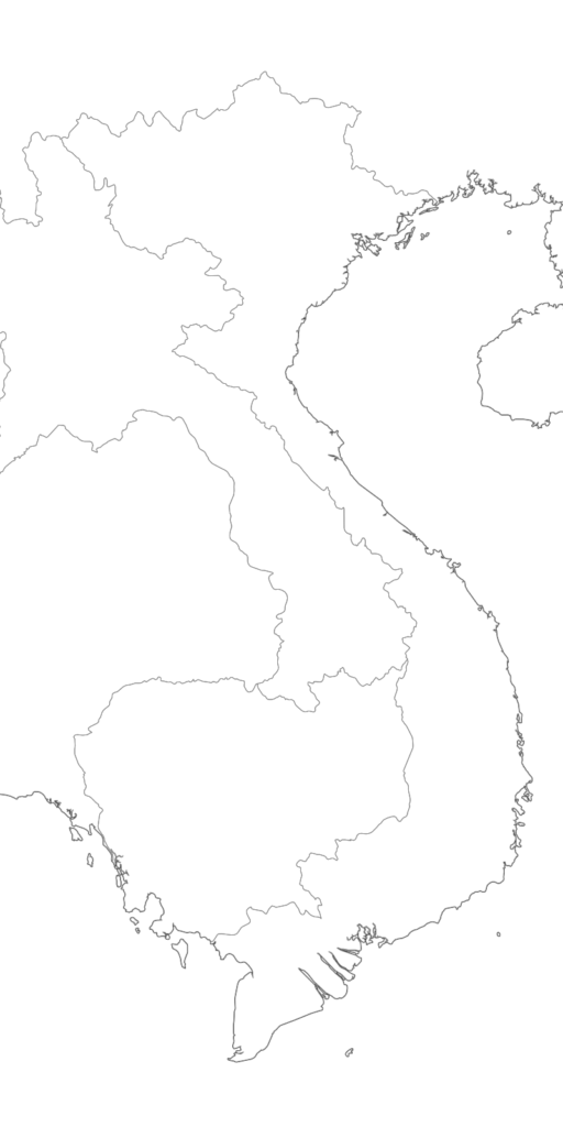 Large Vietnam blank map with borders and coasts outlines