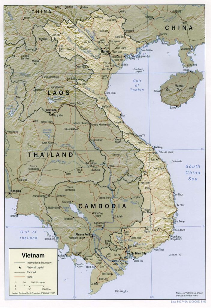 Physical map of Vietnam 2001