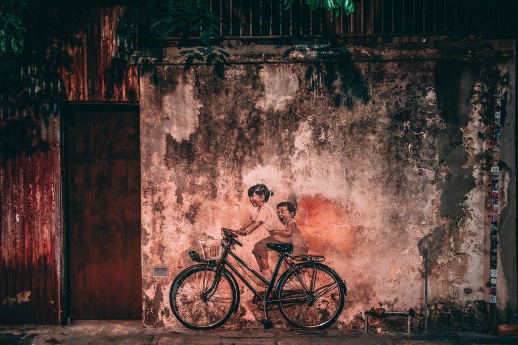 Malaysian street art with a bicycle