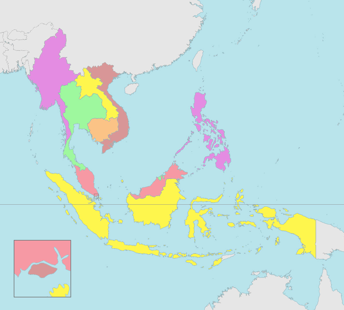 Blank map of ASEAN countries and capitals