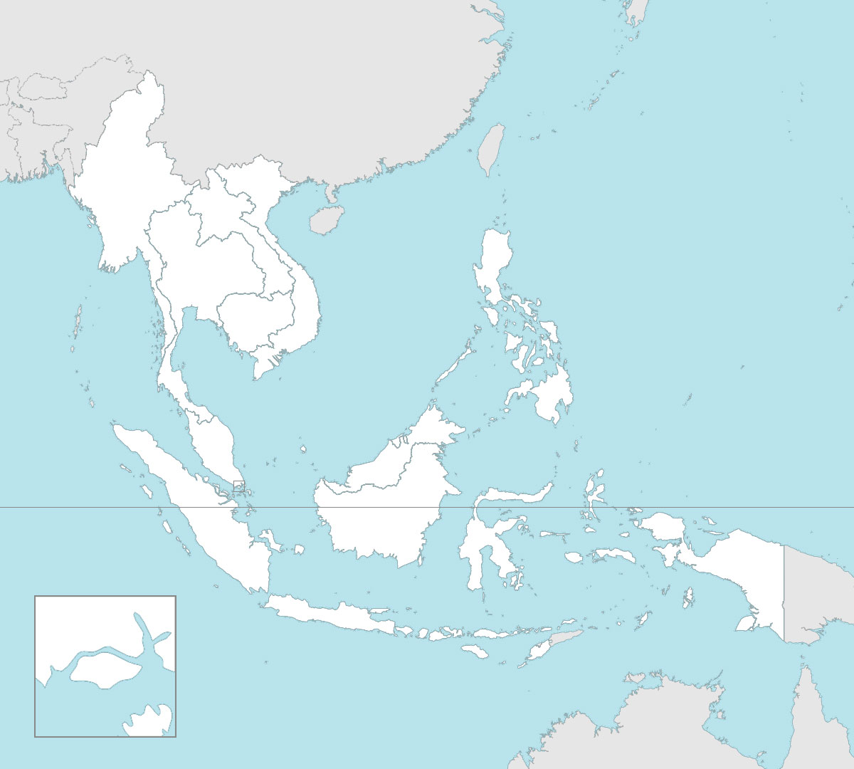 Blank map of ASEAN with countries borders
